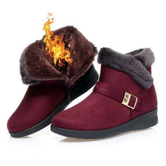 Winter Warm Plush Snow Boots for Women – Zipper Comfort Flat Shoes Black