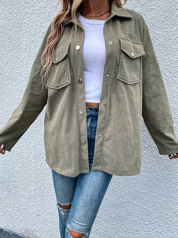 Women's Autumn Loose Solid Retro Vintage - Inspired Lapel Coat Chocolate