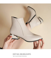 Women's British - Style Chunky Heel Martin Boots Black
