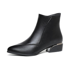 Women's British - Style Chunky Heel Martin Boots Black
