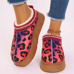 Women's Cartoon Christmas Print Ankle Casual Slip Winter Short Boots Snowman