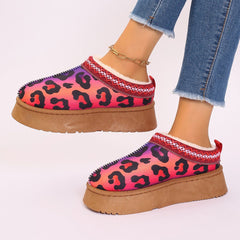 Women's Cartoon Christmas Print Ankle Casual Slip Winter Short Boots Snowman