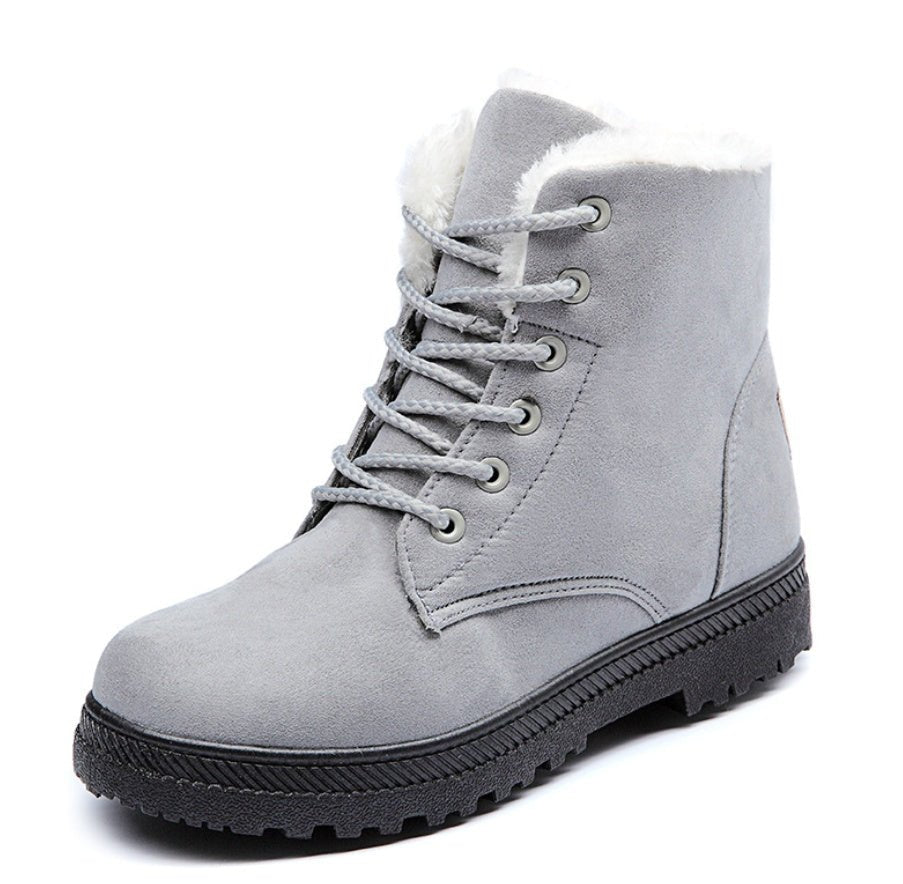 Women's Casual Cotton Snow Boots – Flat Vulcanized Trend with Artificial Plush Black