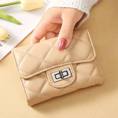 Women's Classic Style Rhombus Wallet Short Clutch Khaki