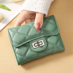 Women's Classic Style Rhombus Wallet Short Clutch Green