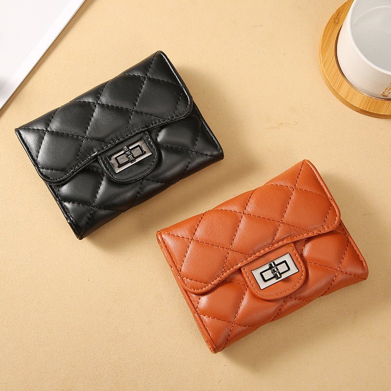 Women's Classic Style Rhombus Wallet Short Clutch Black