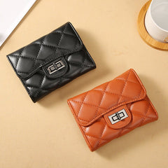 Women's Classic Style Rhombus Wallet Short Clutch Black