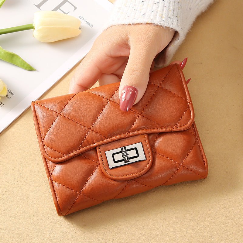 Women's Classic Style Rhombus Wallet Short Clutch Brown