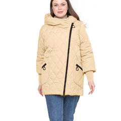 Women's Comfortable Quilted Cotton Mid - length Winter Clothing Coat Black