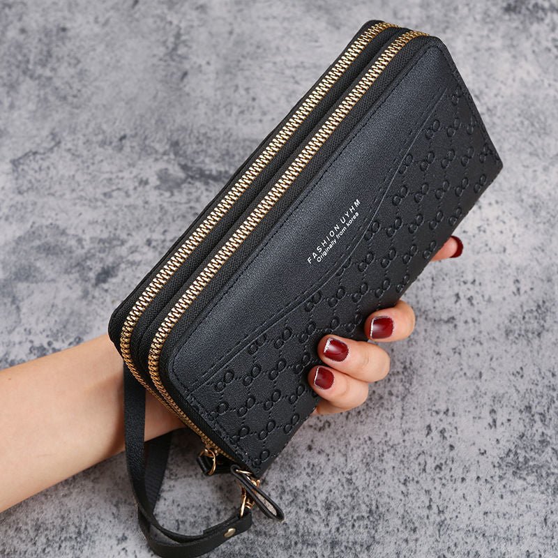 Women's Double Layer Zipper Coin Purse Black