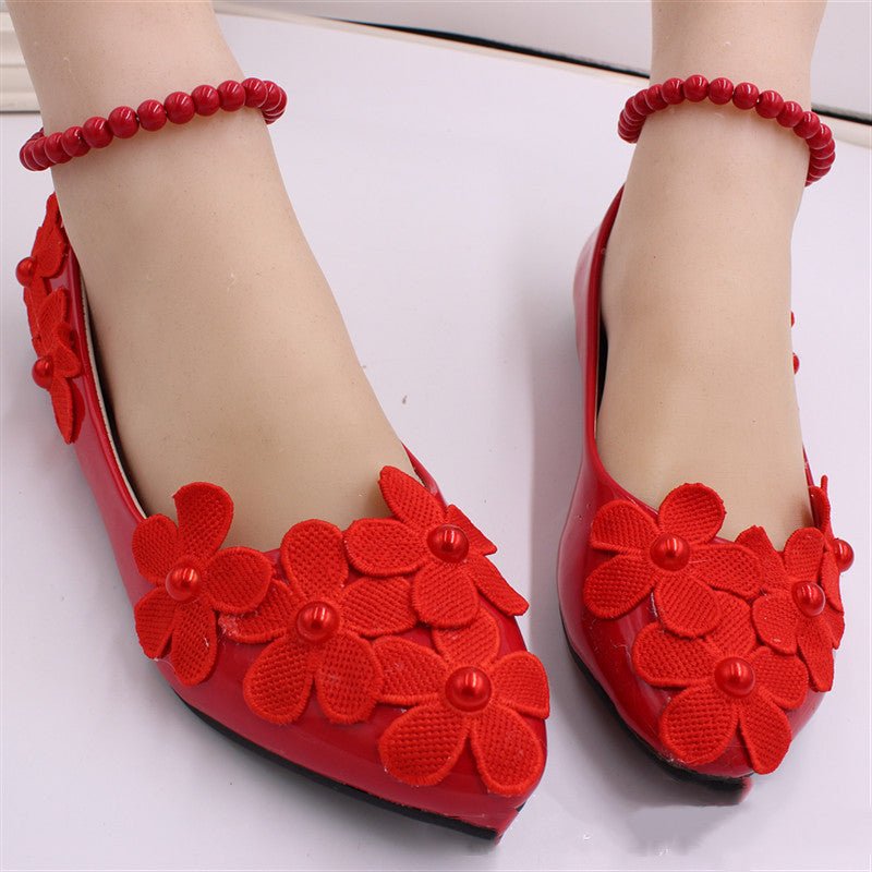 Women's Fashion Bride Flat Wedding Shoes 3cm Heel
