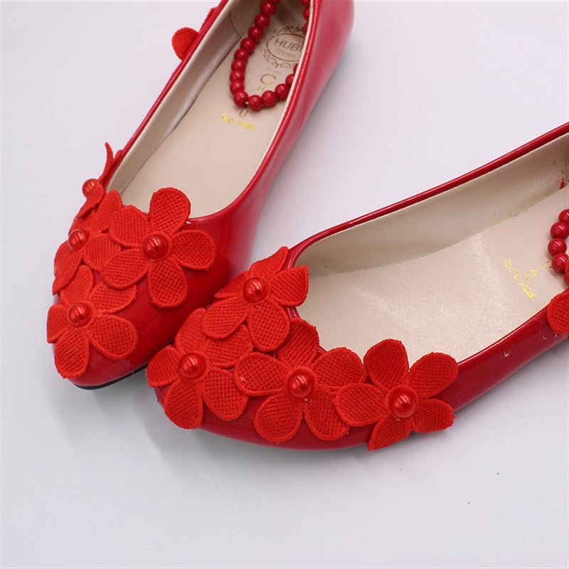 Women's Fashion Bride Flat Wedding Shoes 3cm Heel