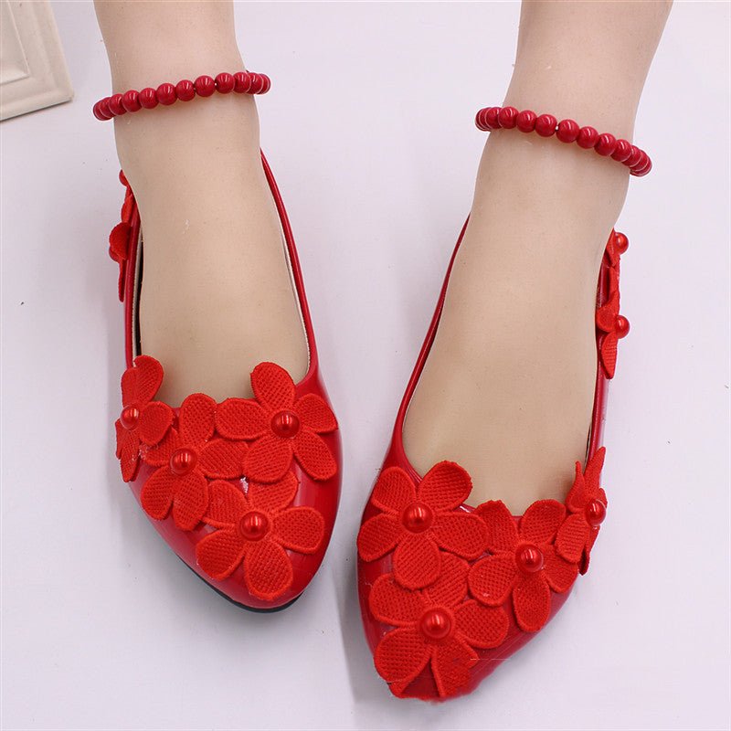 Women's Fashion Bride Flat Wedding Shoes 3cm Heel