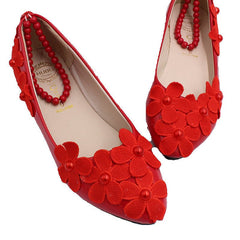 Women's Fashion Bride Flat Wedding Shoes 3cm Heel