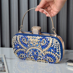 Women's Fashion Casual Diamond Clutch Shoulder Bag Sapphire Blue