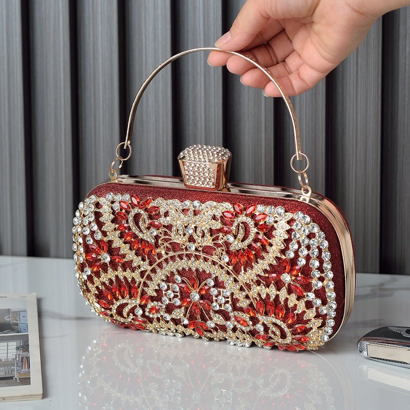Women's Fashion Casual Diamond Clutch Shoulder Bag Red
