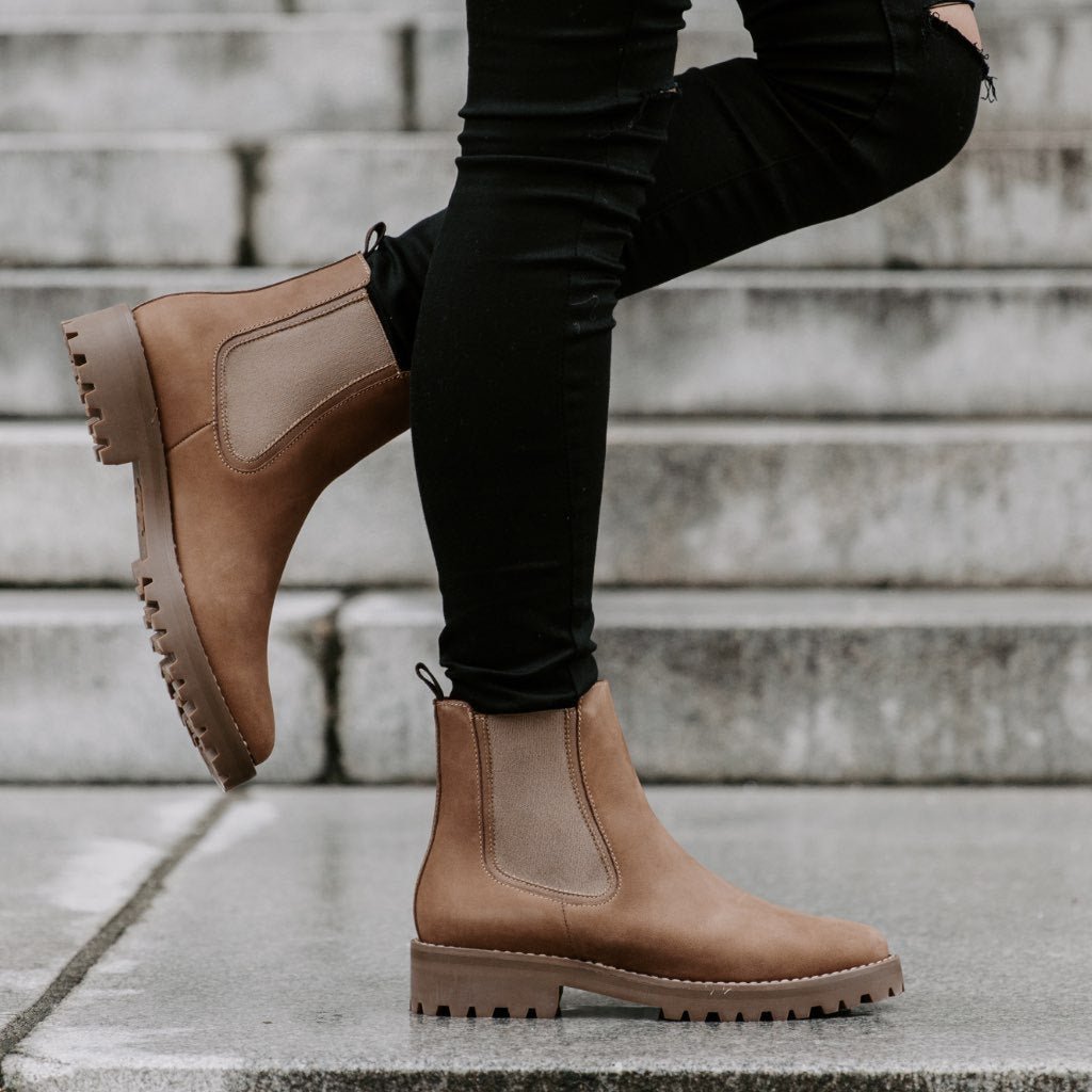 Women's Fashion Casual Platform Low - Cut Round Head Ankle Boots Beige