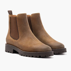 Women's Fashion Casual Platform Low - Cut Round Head Ankle Boots Brown