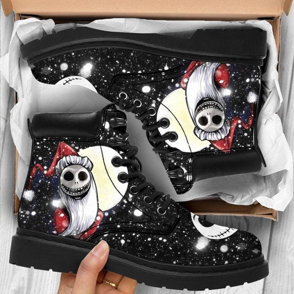 Women's Fashion Halloween Cartoon Printed Boots White Beard 988