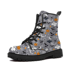 Women's Fashion Halloween Cartoon Printed Boots Black
