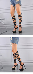 Women's Fashion Personality 16cm Roman Sandals Black