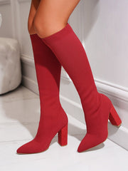 Women's Fashion Personalized Solid Color Boots Red