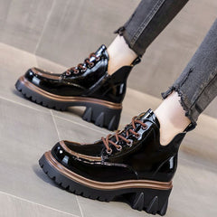Women's Fashion Retro All - match Ankle Boots Black