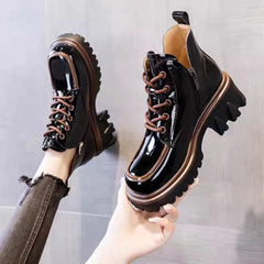 Women's Fashion Retro All - match Ankle Boots Black