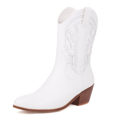 Women's Fashion Retro All - match Ankle Boots White