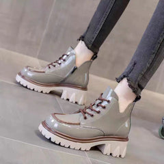 Women's Fashion Retro All - match Ankle Boots Gray