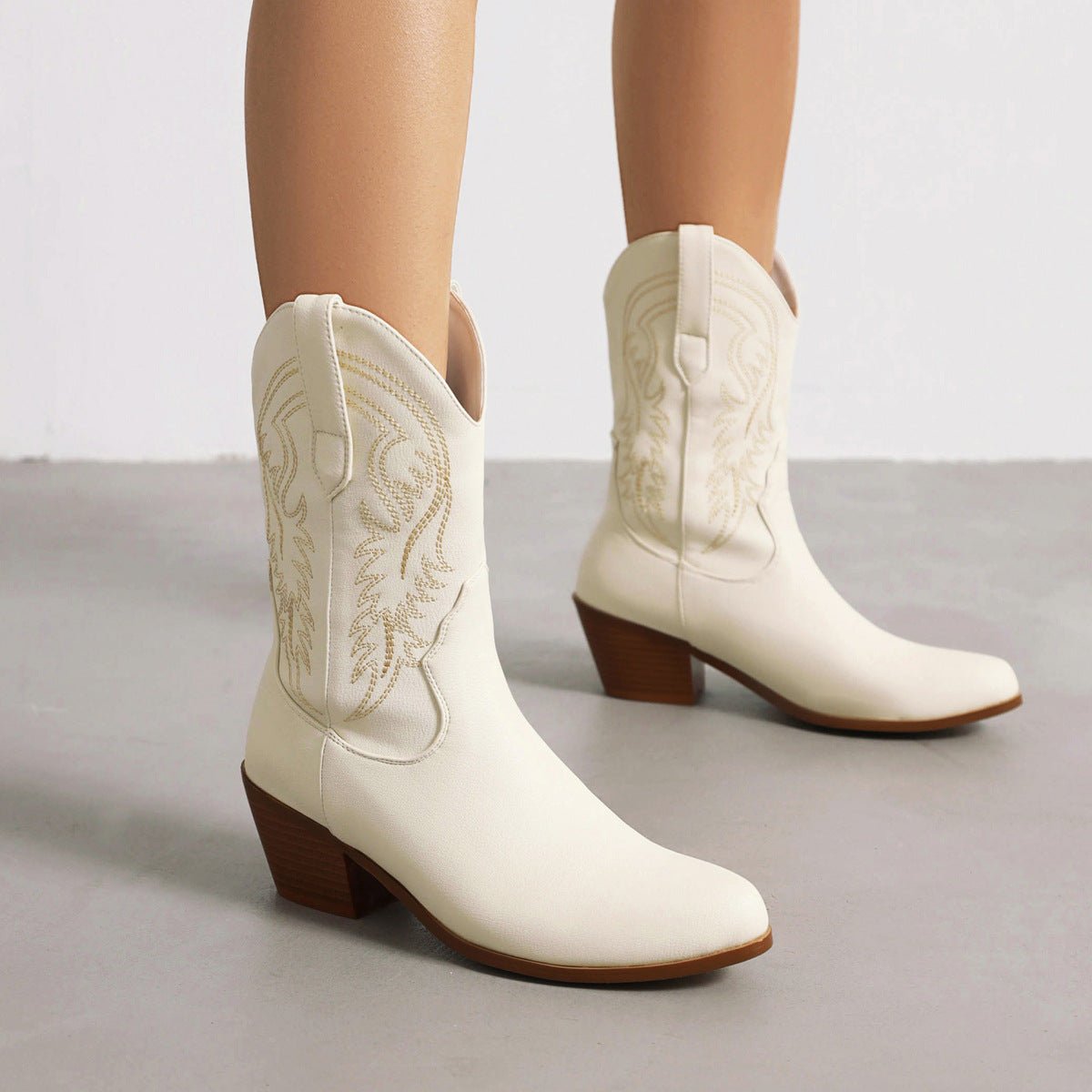 Women's Fashion Retro All - match Ankle Boots Beige