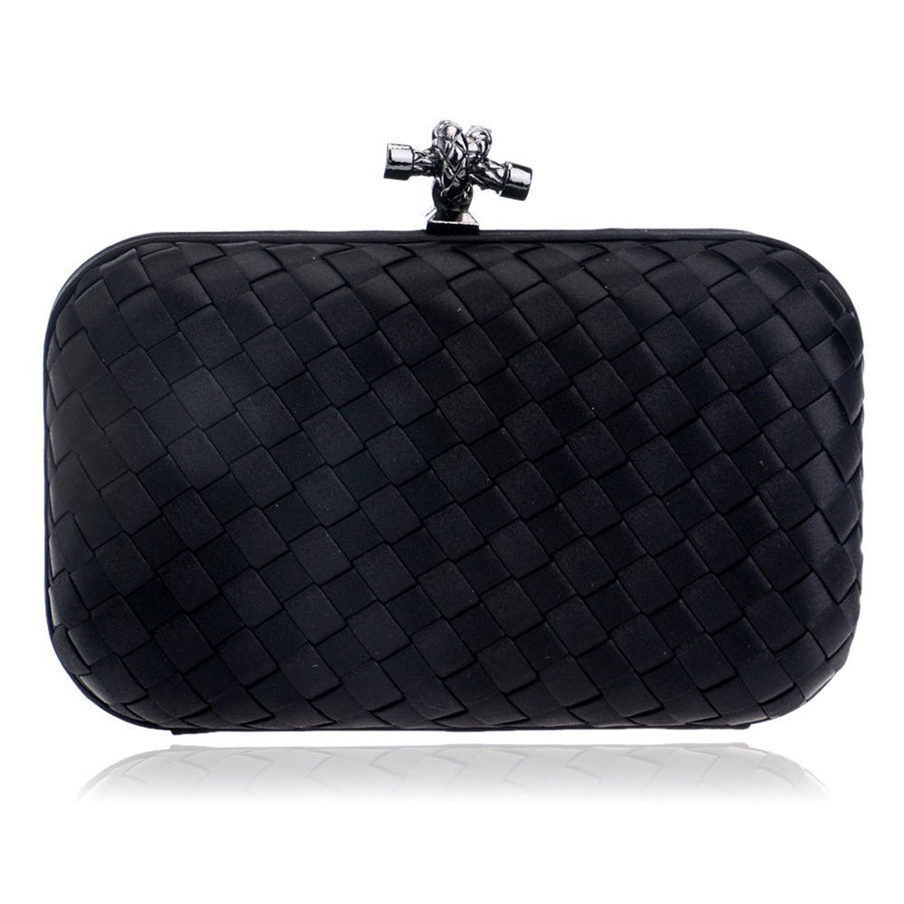 Women's Fashion Woven Party Clutch Bag Black