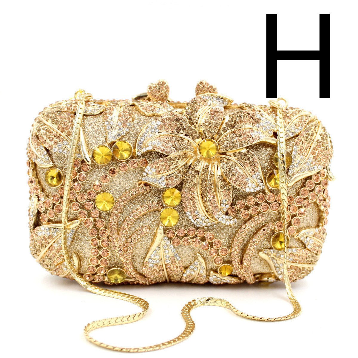 Women's Flower Color Rhinestone Hollow Clutch H