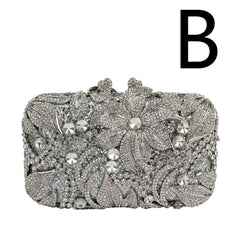 Women's Flower Color Rhinestone Hollow Clutch B