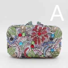 Women's Flower Color Rhinestone Hollow Clutch A