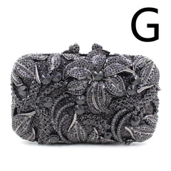 Women's Flower Color Rhinestone Hollow Clutch G