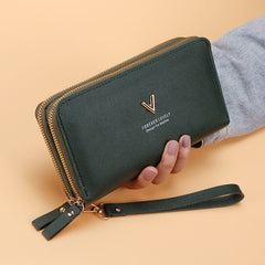 Women's Handbag Long Double Layer Zipper Large Capacity Green