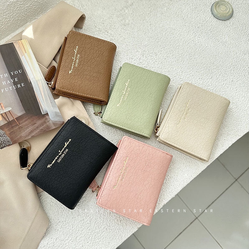 Women's Korean - style Retro Folding Wallet Coffee