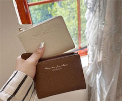Women's Korean - style Retro Folding Wallet Coffee