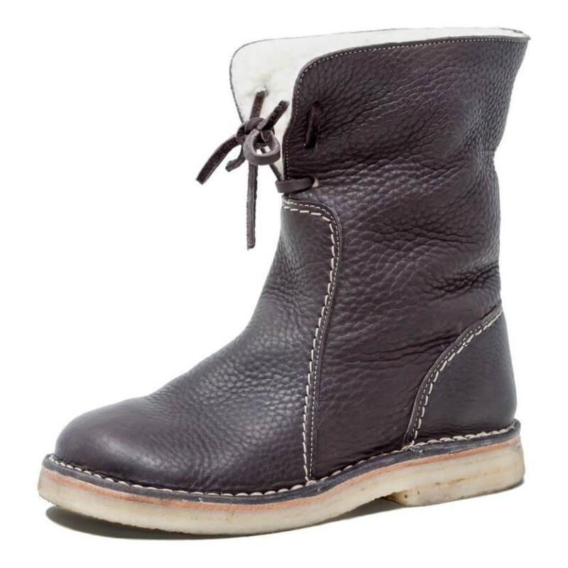 Women's Lace - Up Snow Boots – Winter Fur Plush Comfort and Style Dark brown