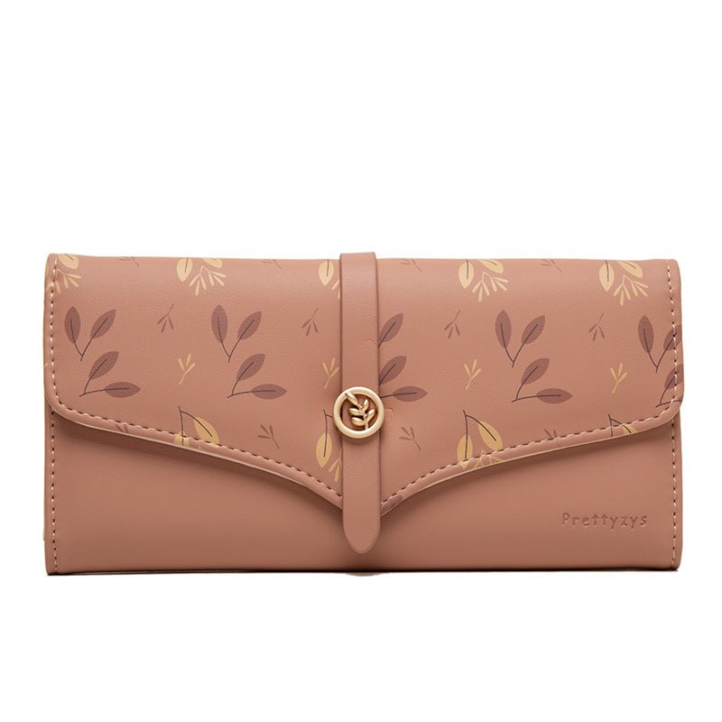 Women's Large - capacity Long Printed Hasp Clutch Cameo Brown