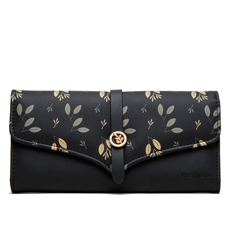 Women's Large - capacity Long Printed Hasp Clutch Black