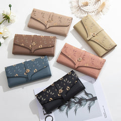 Women's Large - capacity Long Printed Hasp Clutch Green