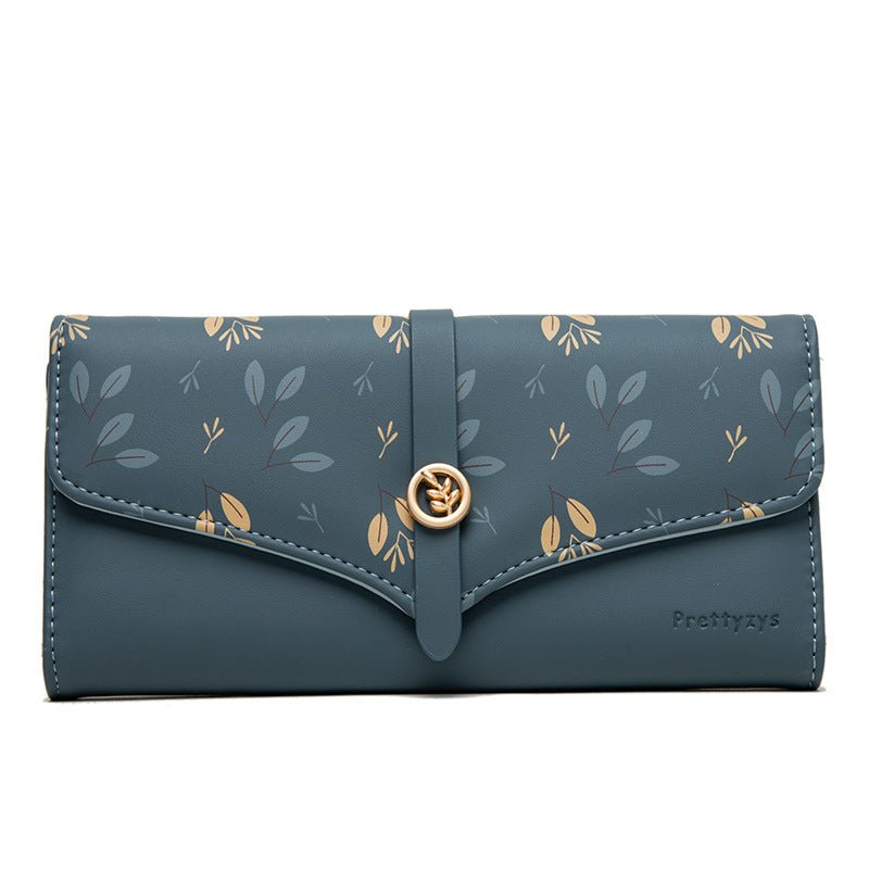 Women's Large - capacity Long Printed Hasp Clutch Sapphire Blue