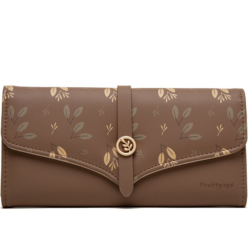 Women's Large - capacity Long Printed Hasp Clutch Brown
