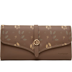 Women's Large - capacity Long Printed Hasp Clutch Brown
