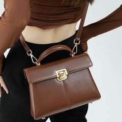 Women's Leather Clutch Shoulder Bag with Clasp - Portable Design Black