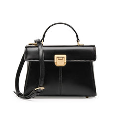 Women's Leather Clutch Shoulder Bag with Clasp - Portable Design Dark Brown
