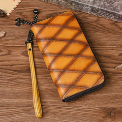 Women's Long Large Capacity Zipper Mobile Phone Bag Retro Yellow