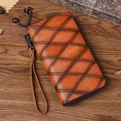 Women's Long Large Capacity Zipper Mobile Phone Bag Retro Yellow